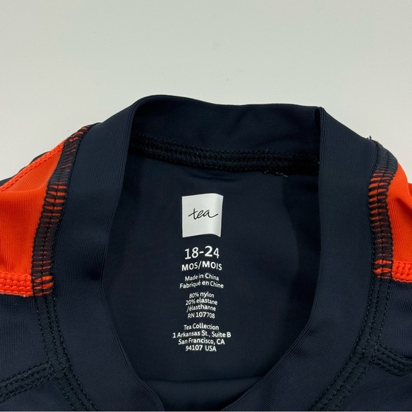 Tea Collection Boys Long Sleeve Rash Guard Navy, Red Orange 18-24 Months EUC - Picture 3 of 6